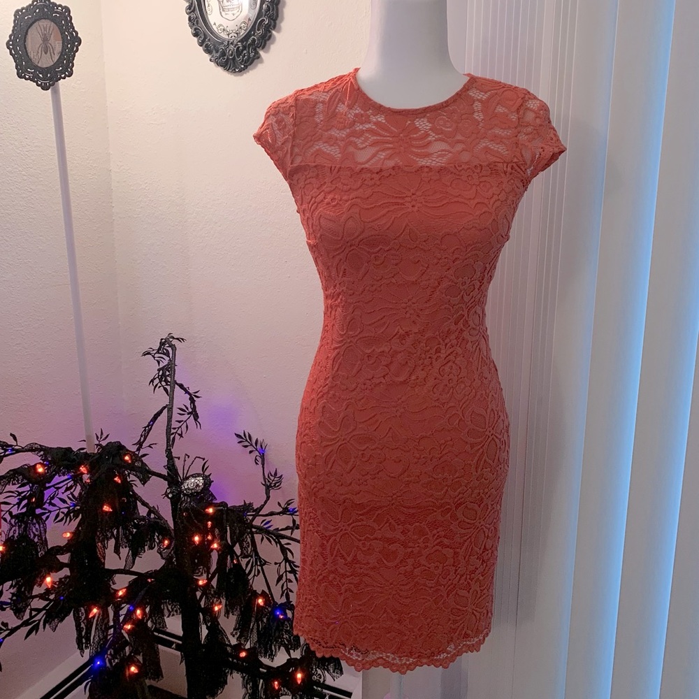 Coral Lace Dress